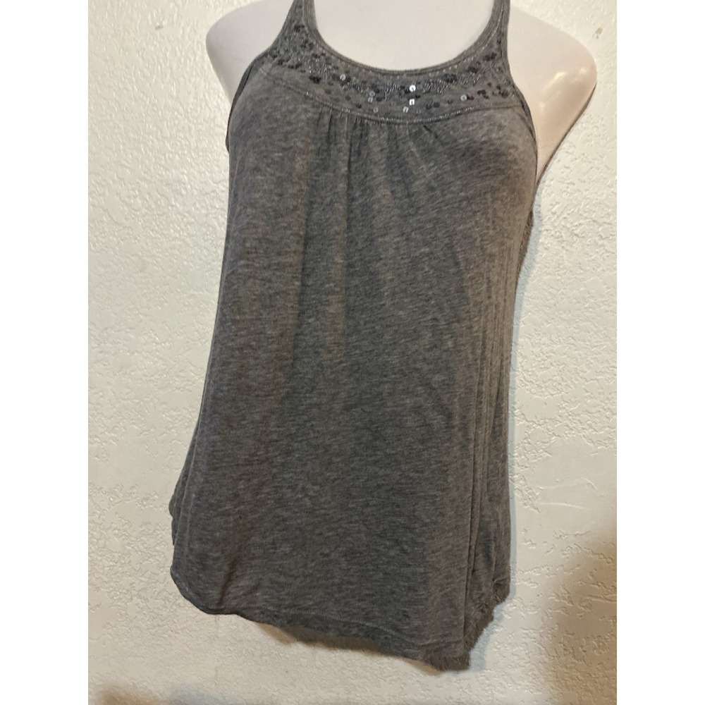 Aeropostale Gray Lace Beaded Tank Top Medium Fairy Boho Y2K - Picture 4 of 6